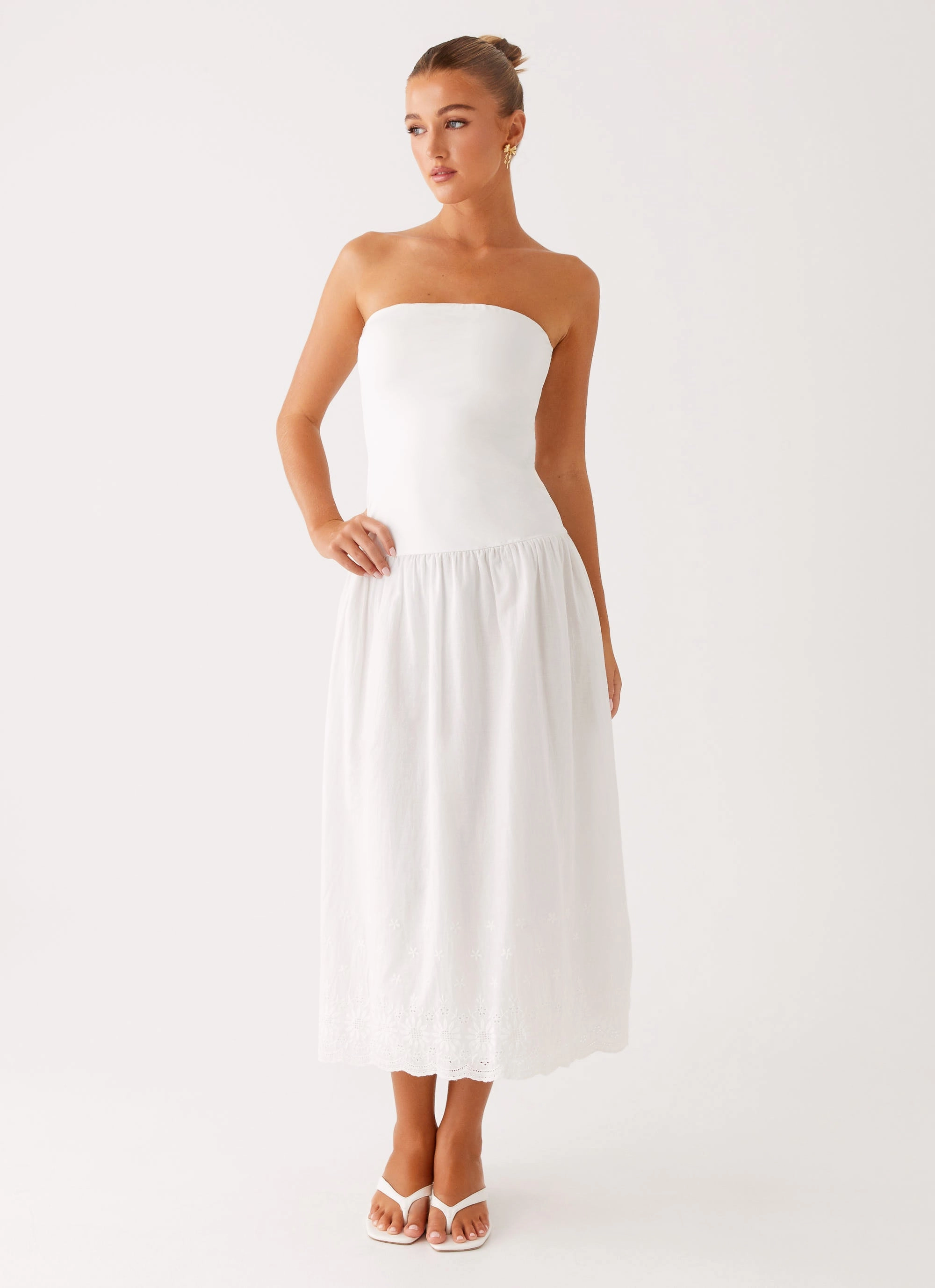 Cherry Skies Midi Dress - White Polished Wear