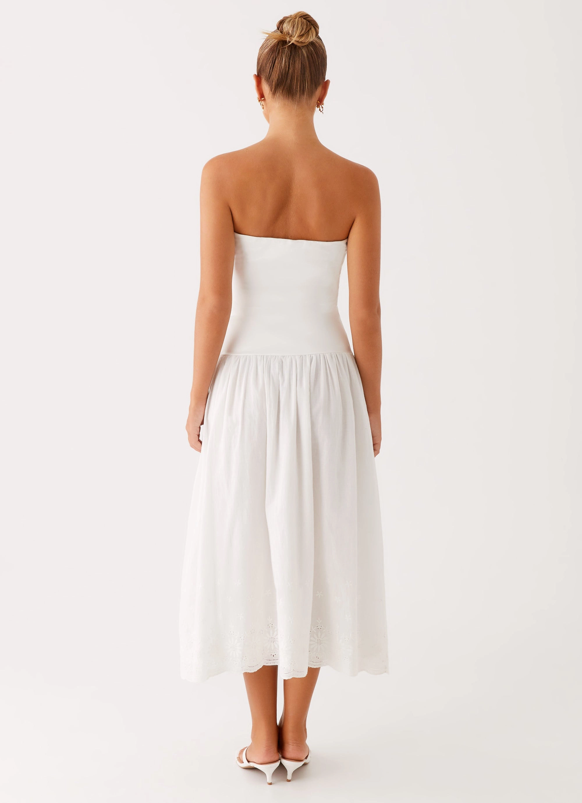 Cherry Skies Midi Dress - White Subtle Motion Minimal Fit