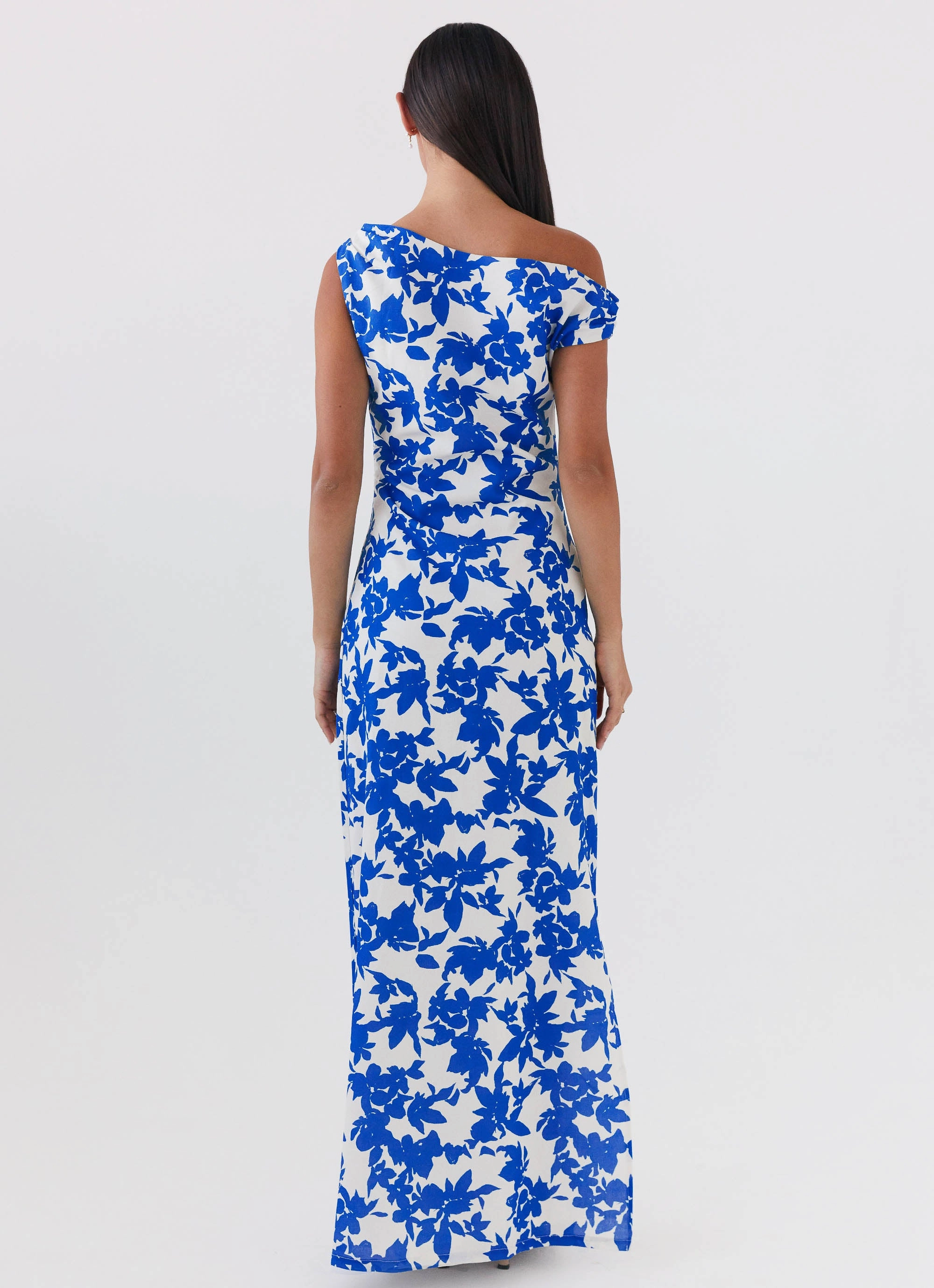 Pyper Off Shoulder Maxi Dress - Blue Floral Youth Charm