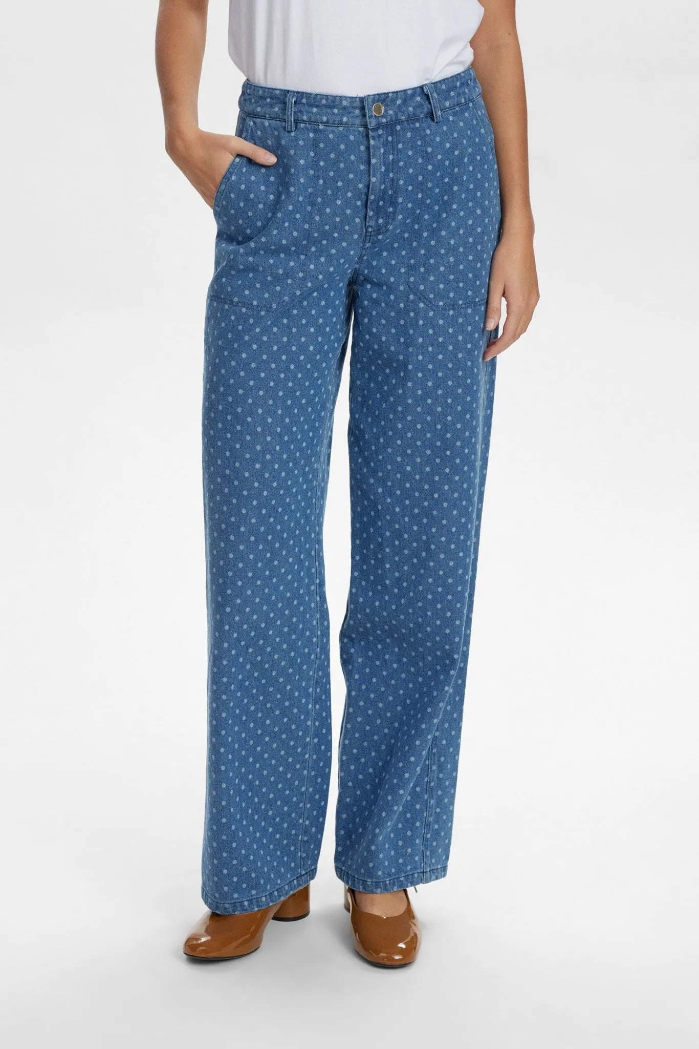 NUHADDIE PANTS - Medium Blue Denim classic clothing Daily Uniform