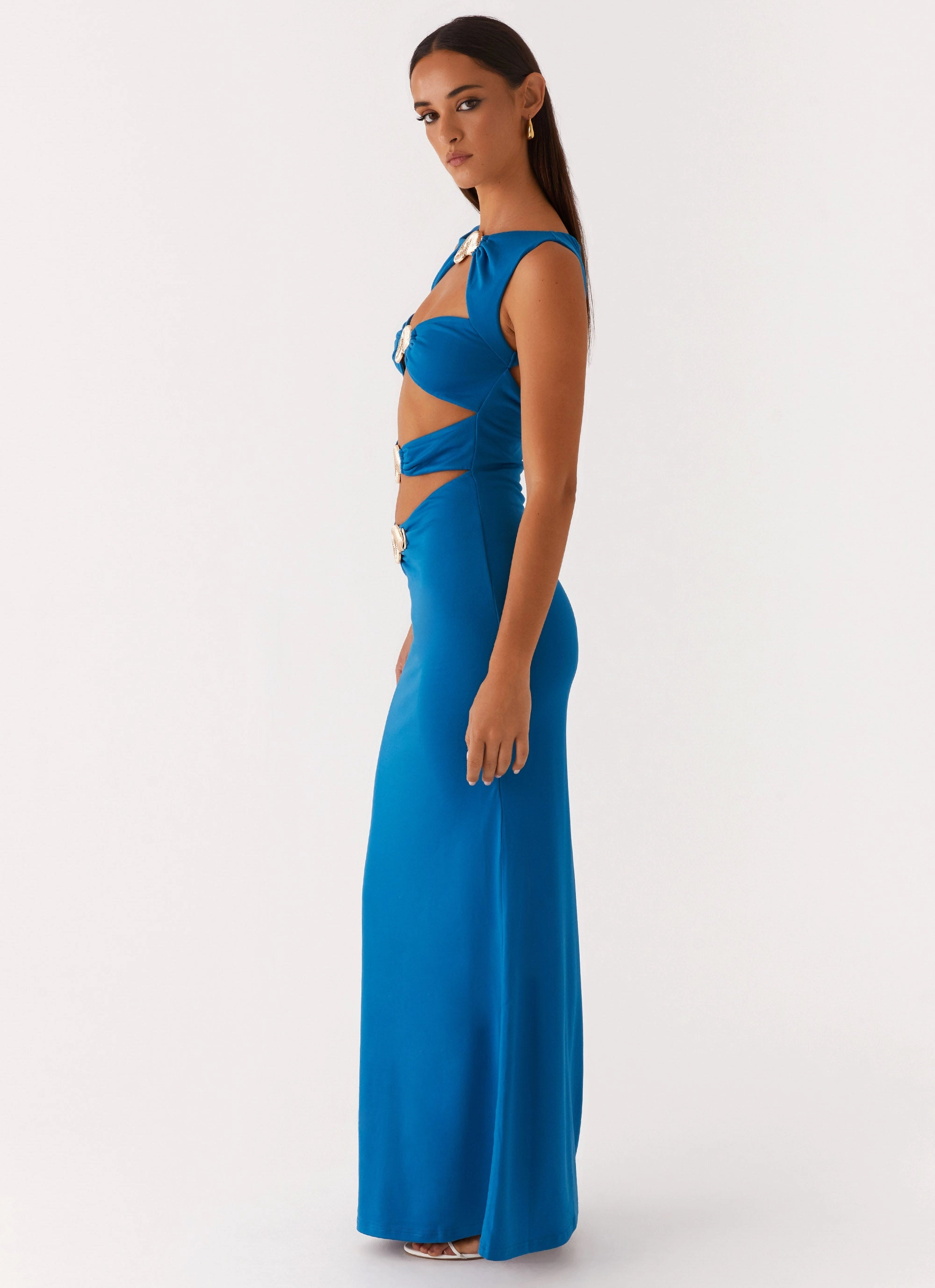 Anytime Wear Lagoon Cut Out Maxi Dress - Royal Blue
