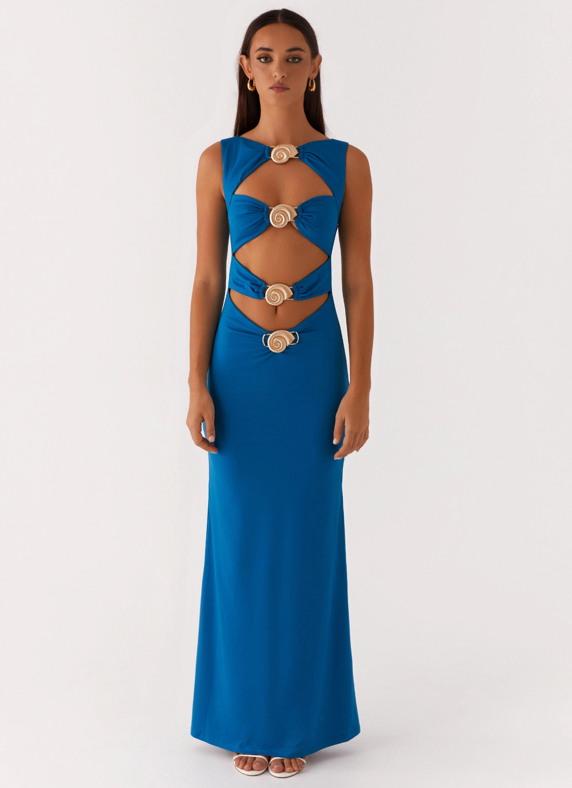Vibrant Design Lagoon Cut Out Maxi Dress - Royal Blue