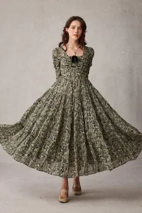 Queena 22 | Empired Maxi linen dress Airflow Weave Pattern WaterResistant