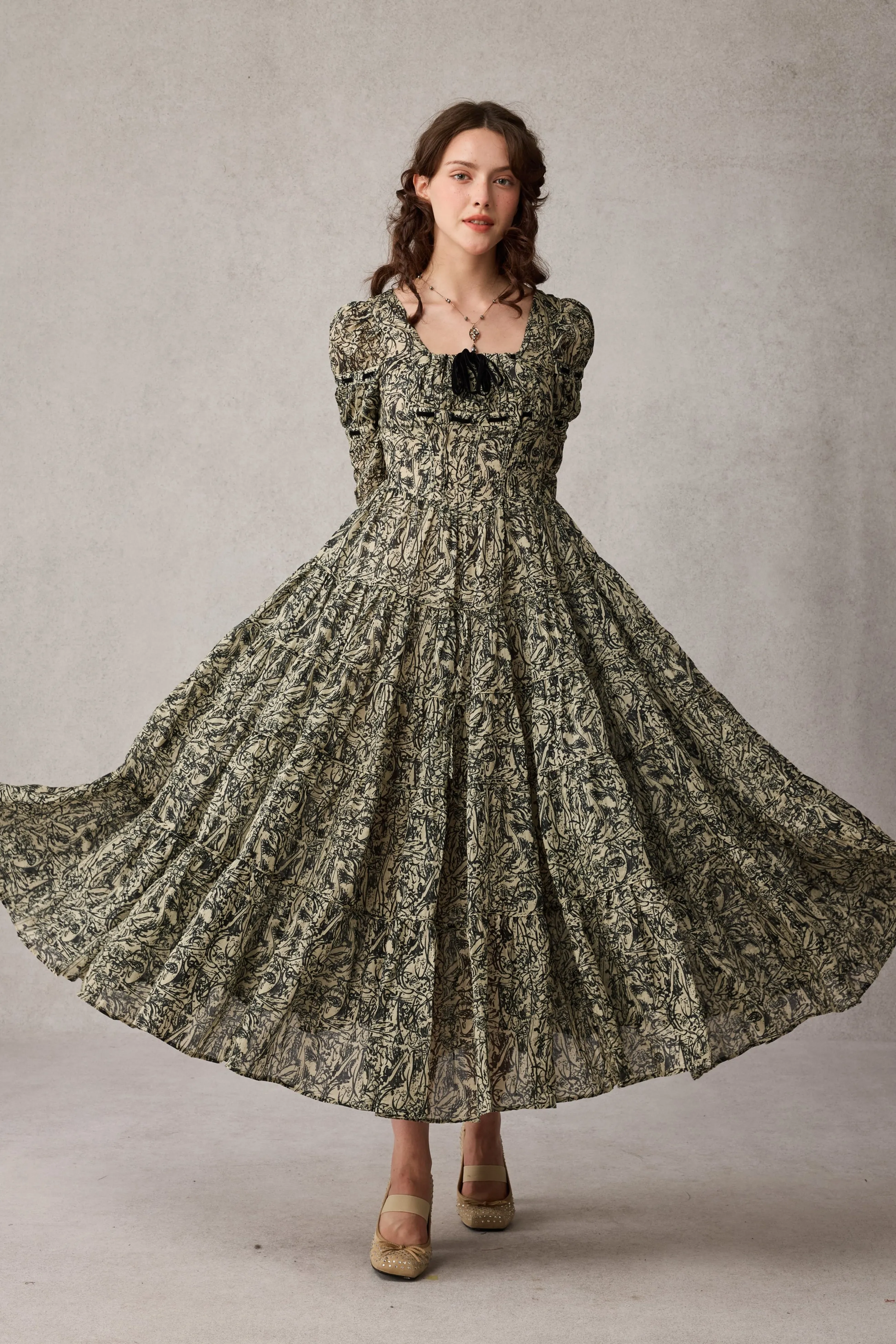 Button Down Collar Queena 22 | Empired Maxi linen dress