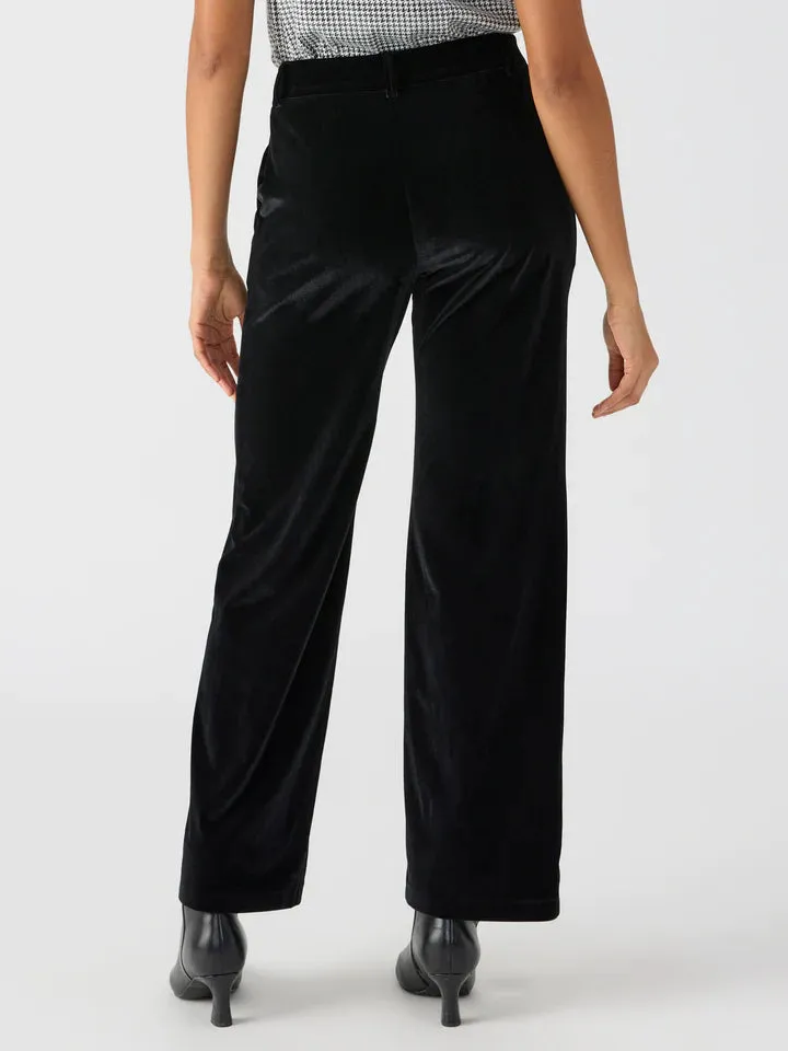 Sanctuary Faye Semi High Rise Velvet Trouser Pant Black Low Rise Fit Ultra Soft