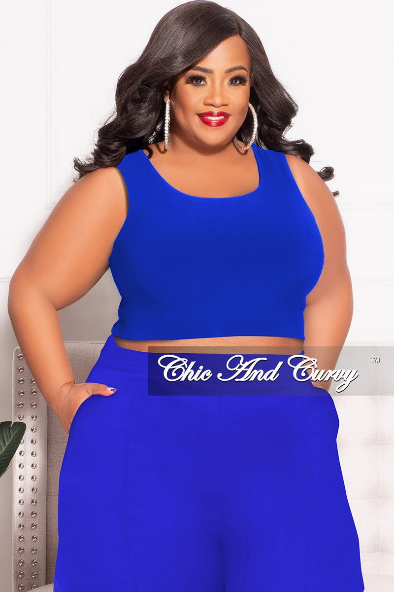 Easy Flex Design Final Sale Plus Size Sleeveless Crop Top in Royal Blue (Top Only)