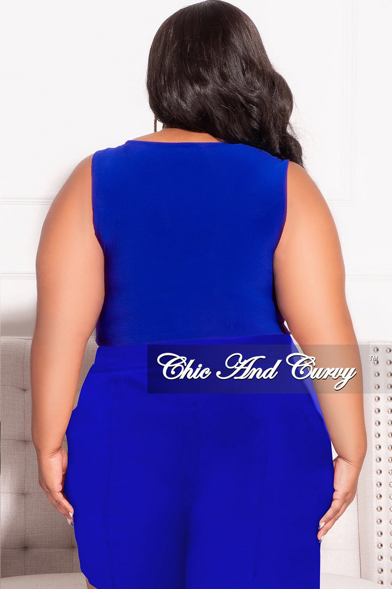 Water Resistant Finish Performance Design Final Sale Plus Size Sleeveless Crop Top in Royal Blue (Top Only)