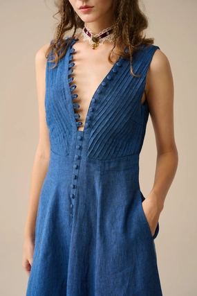 Anti Chafe Lining Rebecca 18 | Pleated Maxi Linen Dress