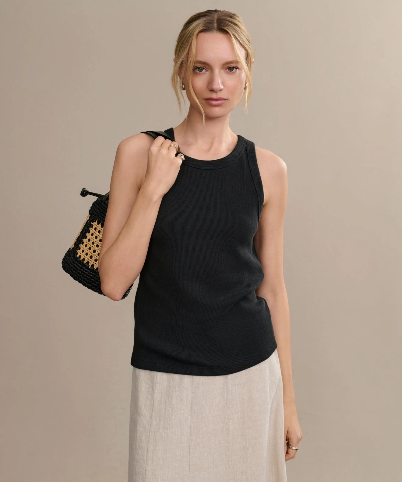 DoubleNeedle Stitching Cotton Rib Tank