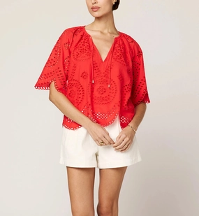 Lulu Blouse | Poppy Red MeshPanelIntegration