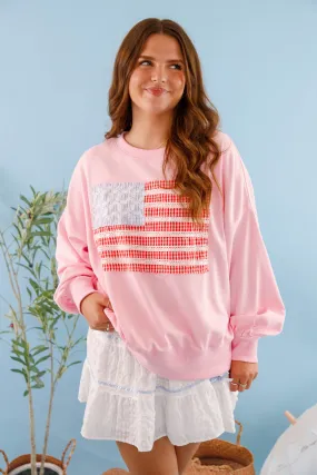 Soft touch finish America's Sweetheart Pullover-Pink