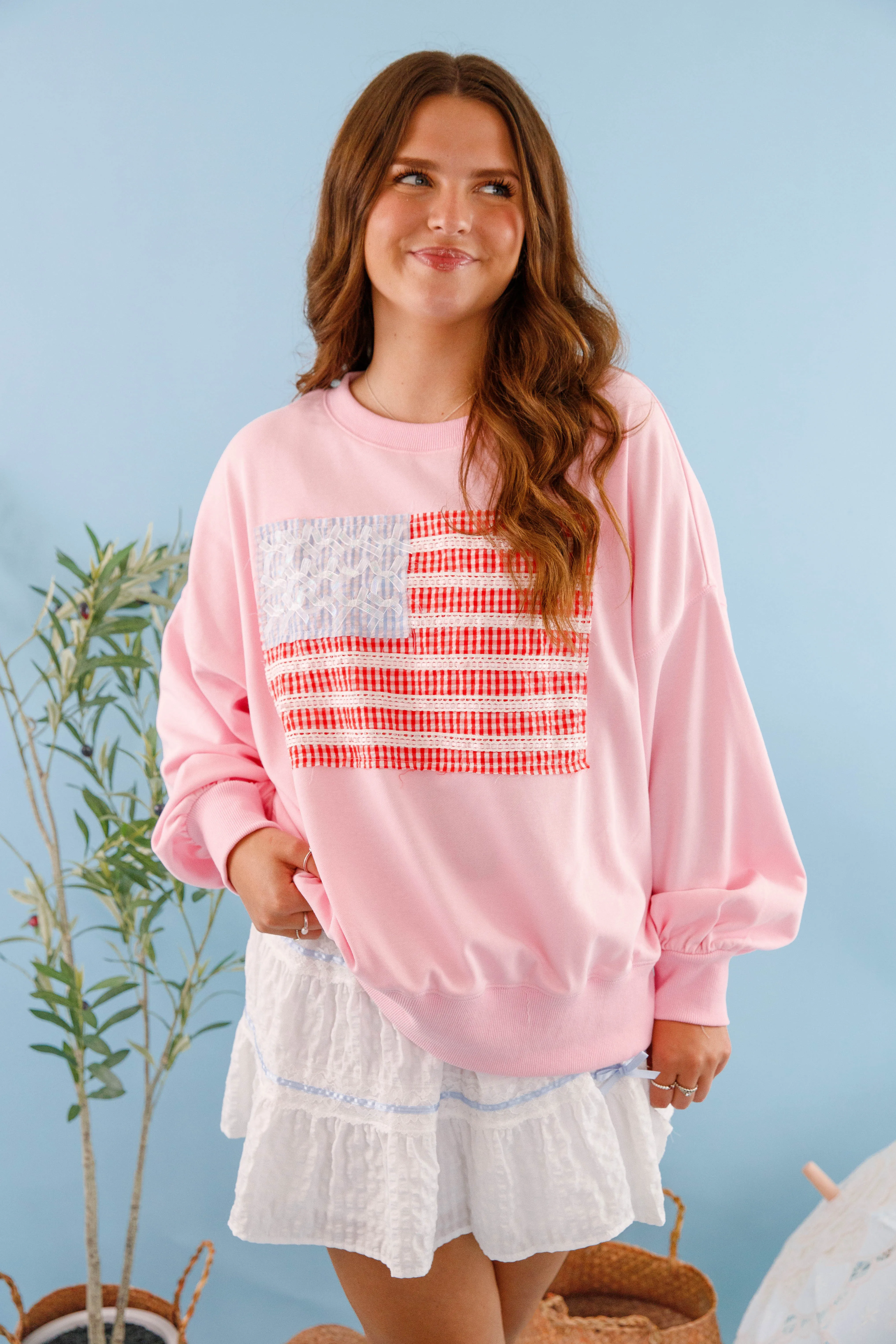 Soft touch finish America's Sweetheart Pullover-Pink