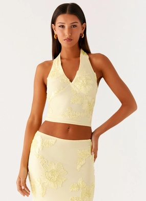 Lightweight Lining Radiate Halterneck Top - Yellow