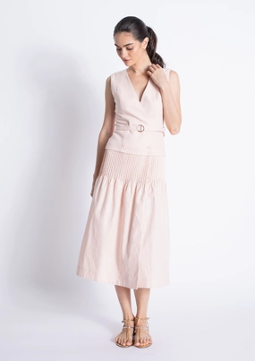 Raven Linen Dress Modern Layers Floral Swing