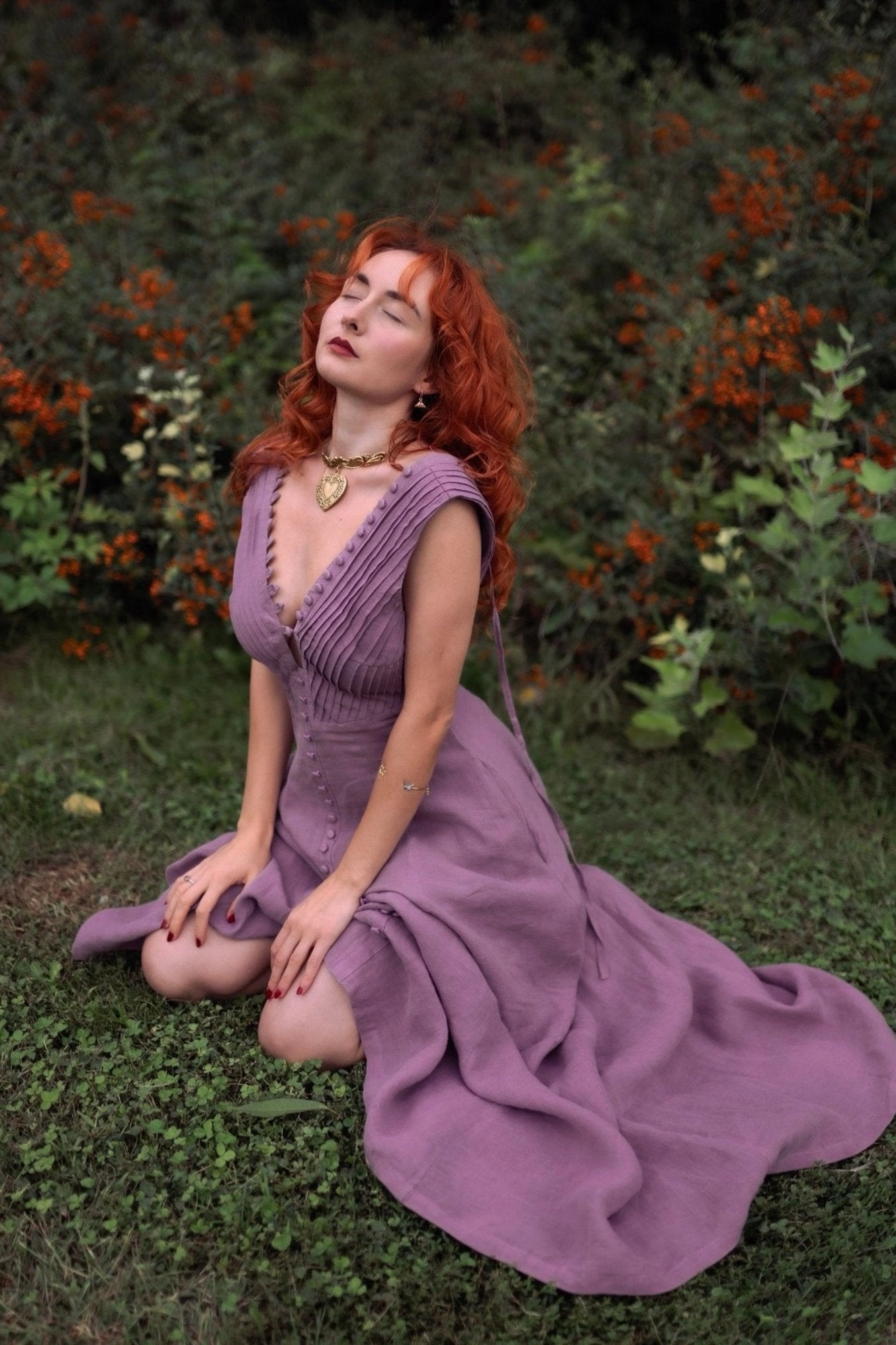 FadeResistant Treatment Rebecca 18 | Pleated Maxi Linen Dress