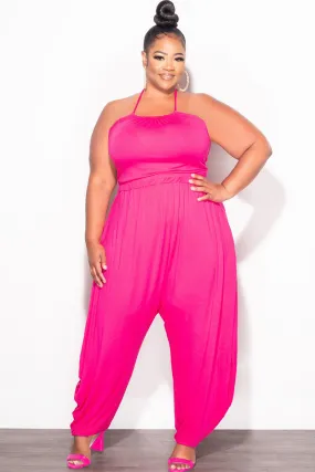 Final Sale Plus Size 2pc Halter Top and Harem Pants in Pink AntiSnagZippers