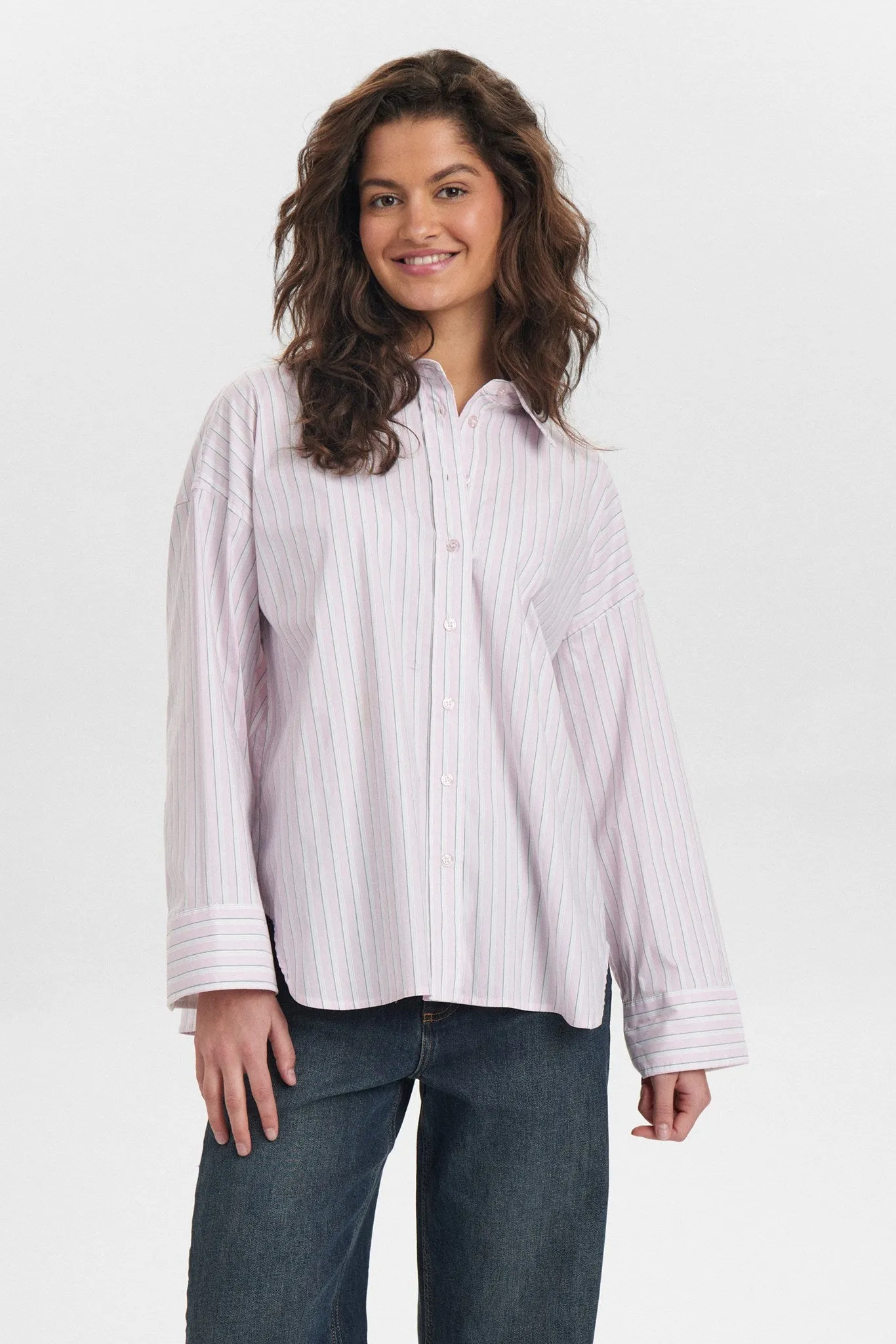 NUELOISE STRIPE SHIRT - Pink Lady MinimalistStyle