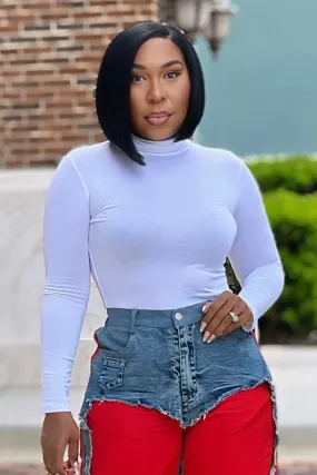 Debra Pretty Basic Long Sleeve Mock Neck Top SeamlessConstruction VentilatedBackPanel