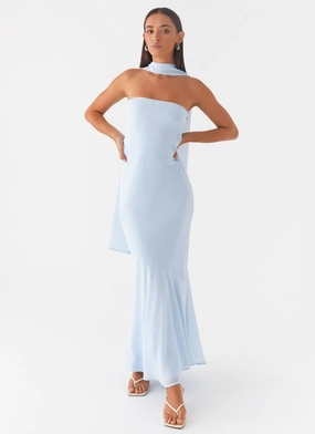 Refined Style Under The Pagoda Maxi Dress - Blue Simple Layer