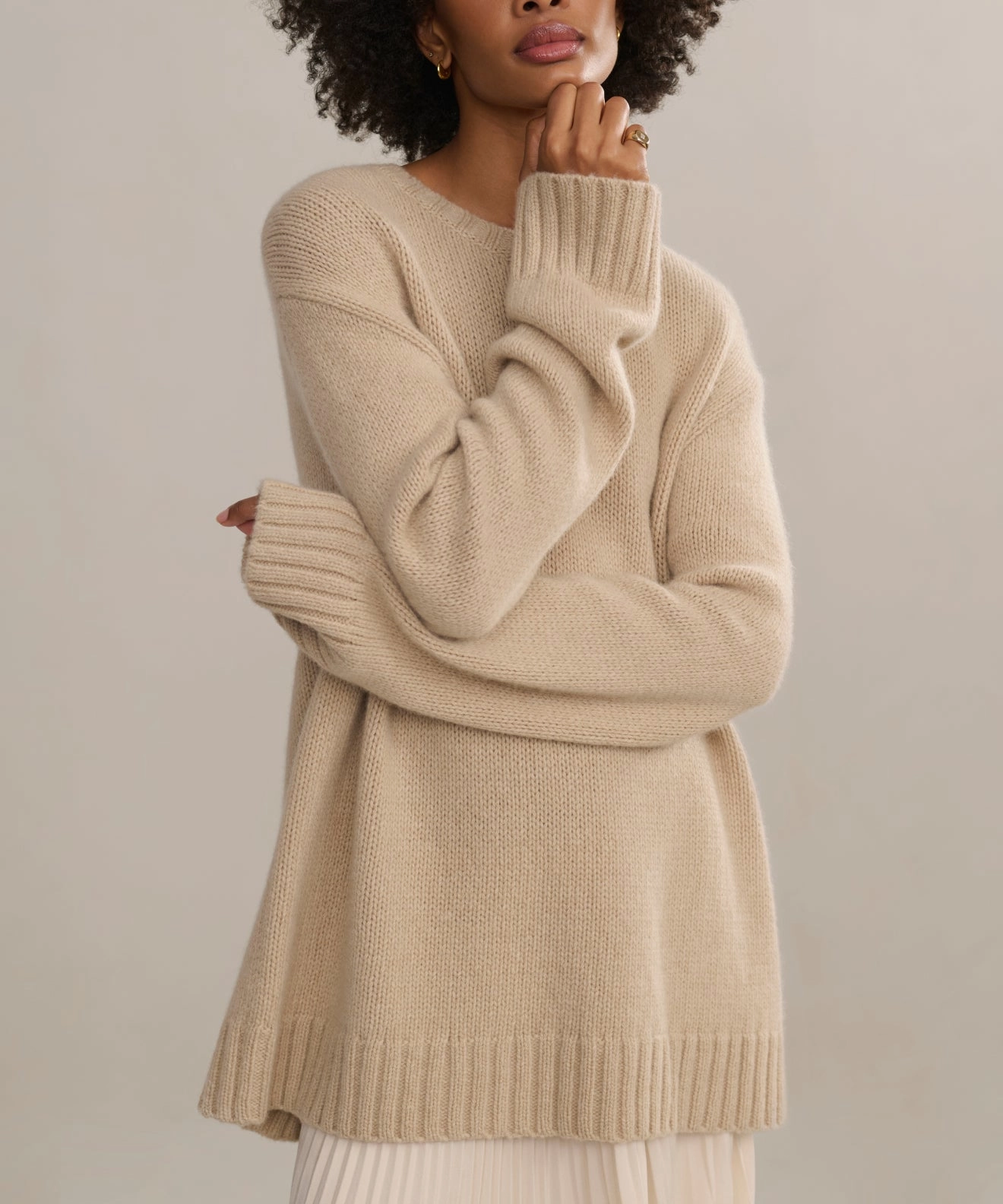 Clean Lines AntiStatic Coating Cashmere Amelia Crewneck