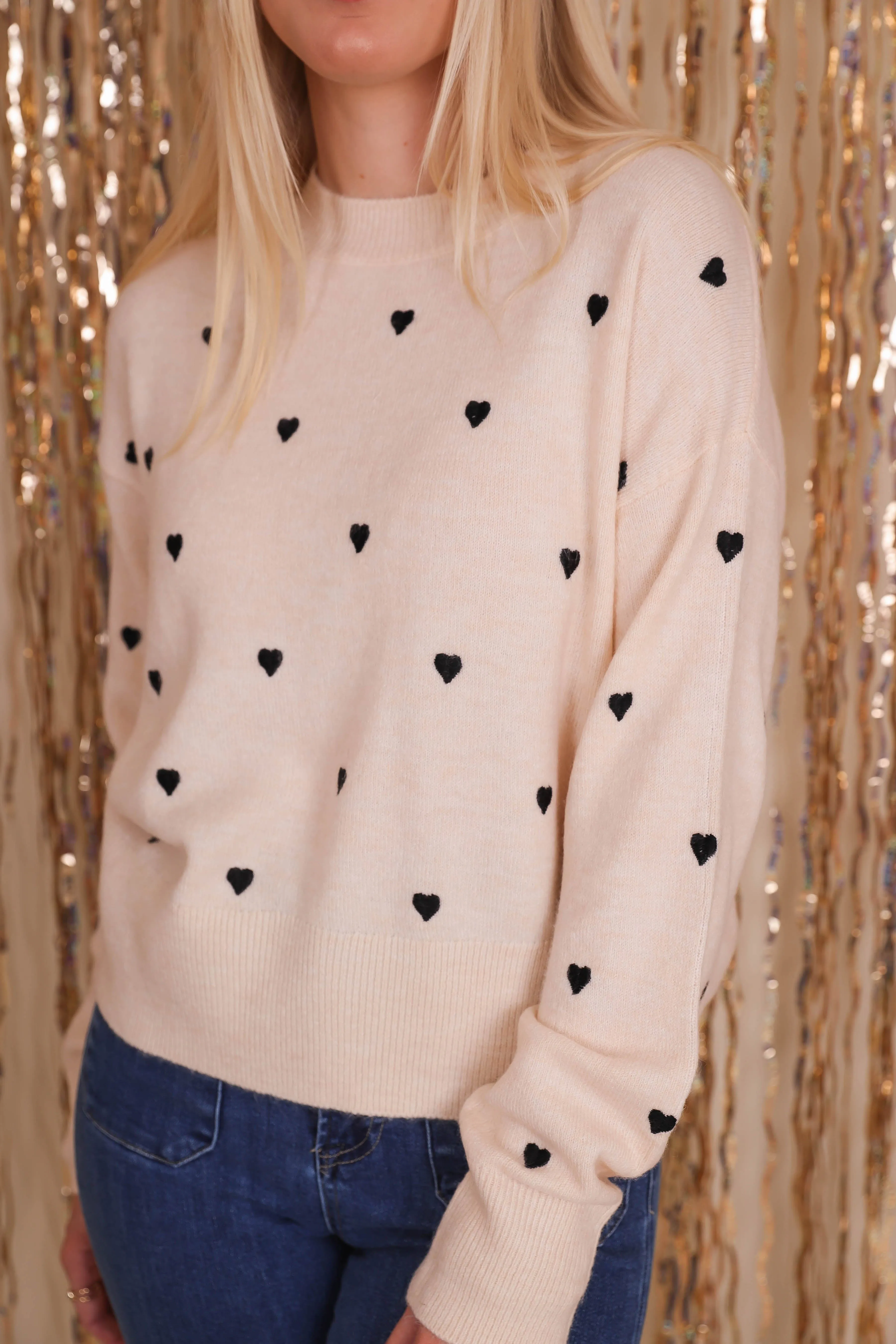 Queen Of Hearts Sweater AdjustableNeckline Soft Cotton