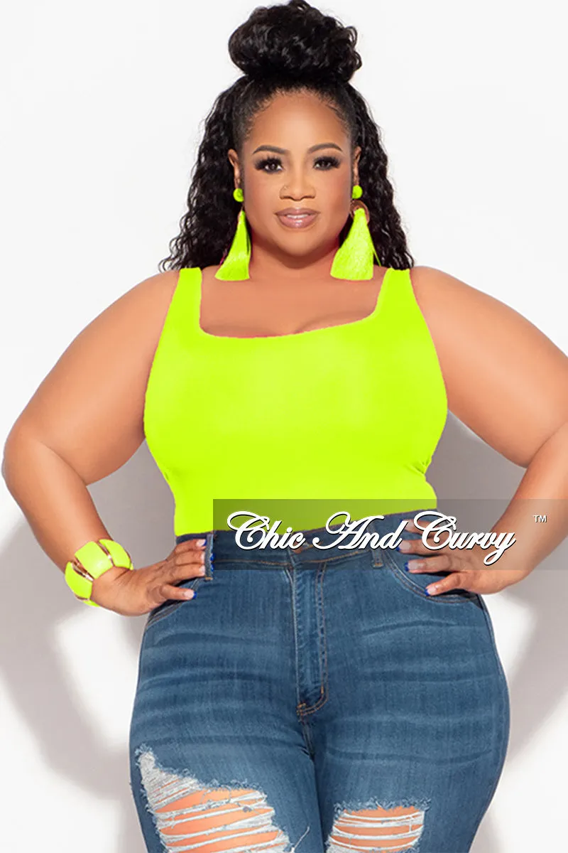 Chill Ready Adjustable Belt Loops Final Sale Plus Size Camisole with Thick Straps in Neon Lime (Top Only)