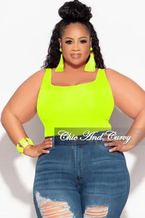 Comfort Cushioning Abrasion Resistant Surface Final Sale Plus Size Camisole with Thick Straps in Neon Lime (Top Only)