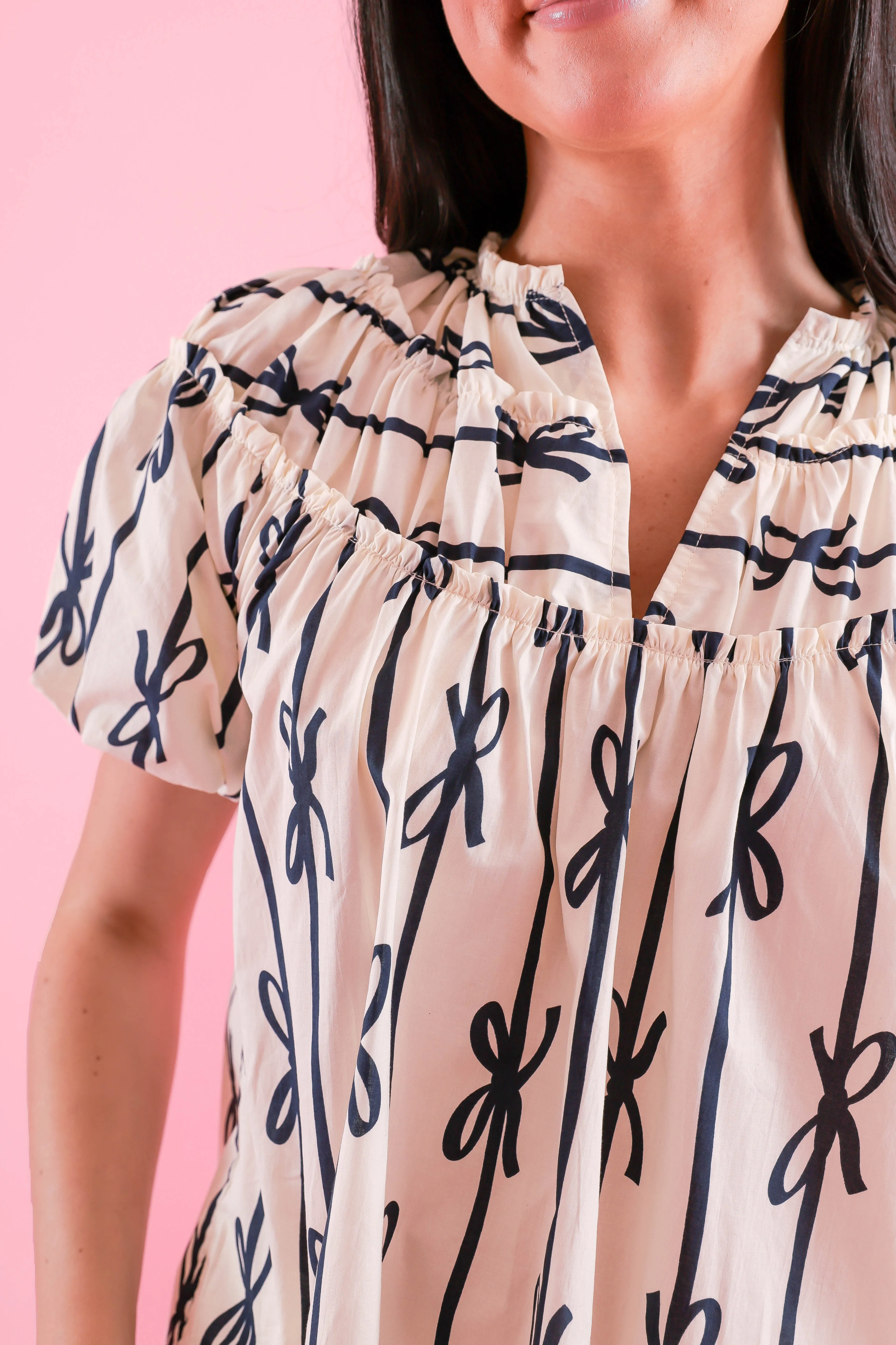 Eco Conscious Packaging Little Miss Prep Blouse-Navy