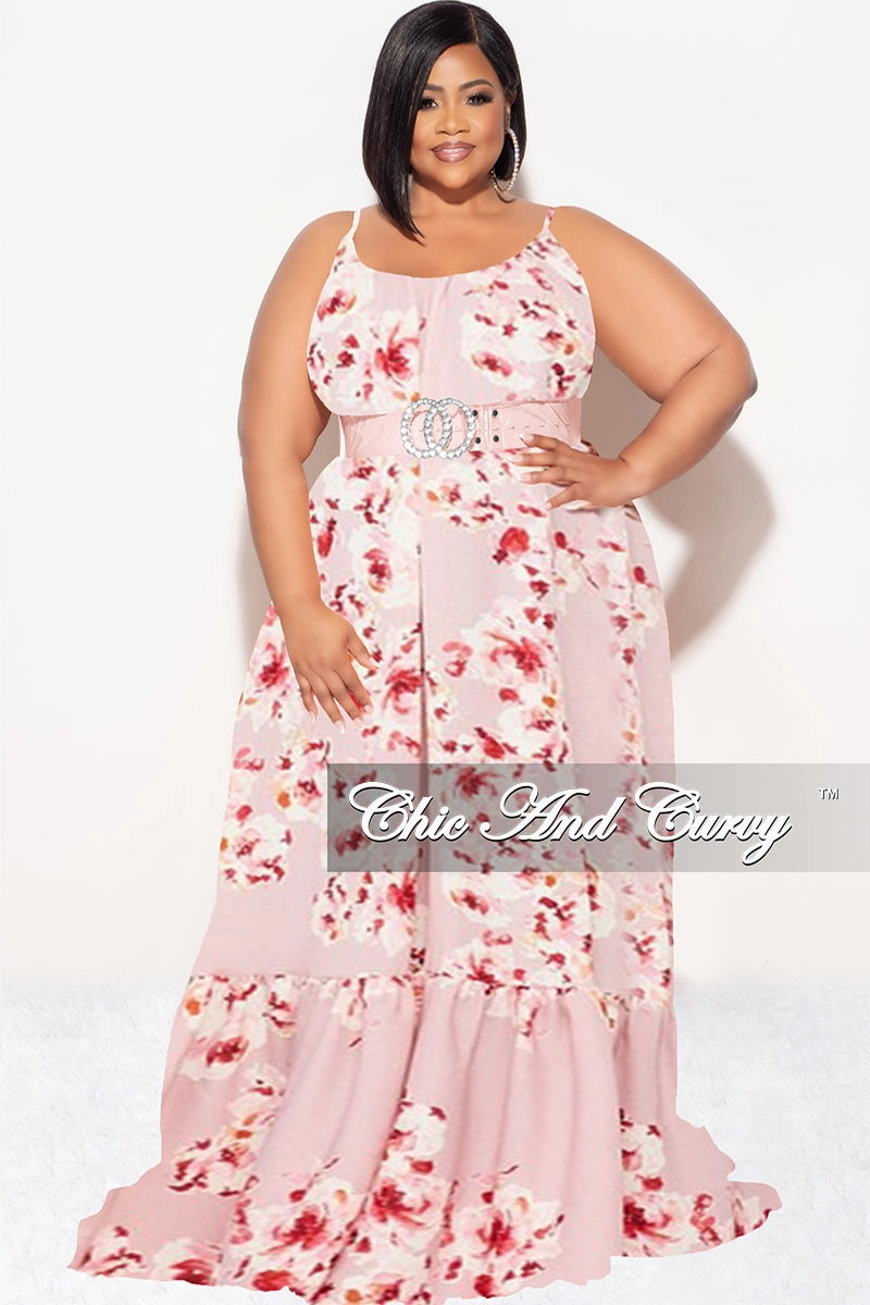 Comfy All-Day Final Sale Plus Size Maxi Dress with Spaghetti Straps in Mauve Floral Print