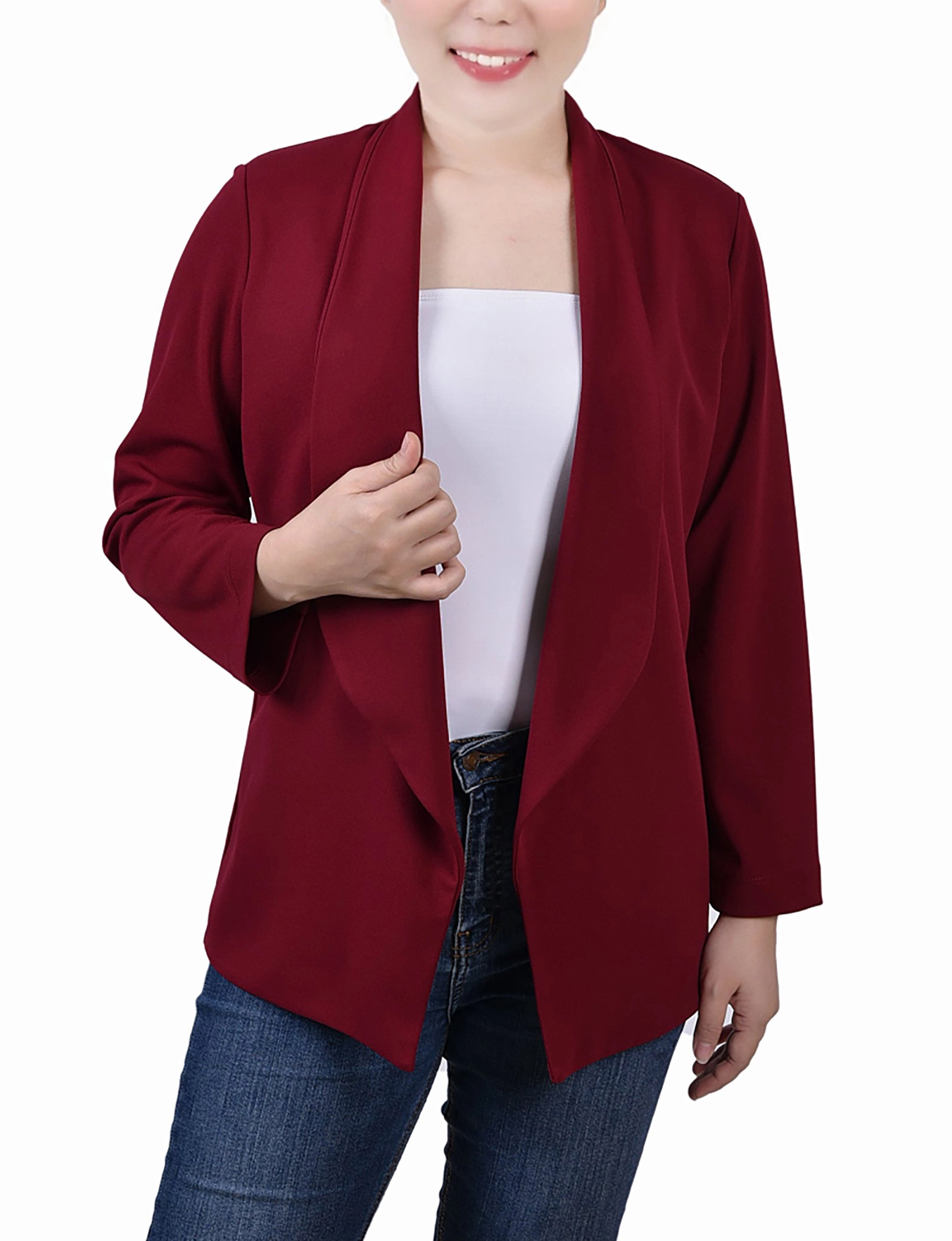 Petite 3/4 Sleeve Ponte Jacket Multi Directional Mobility