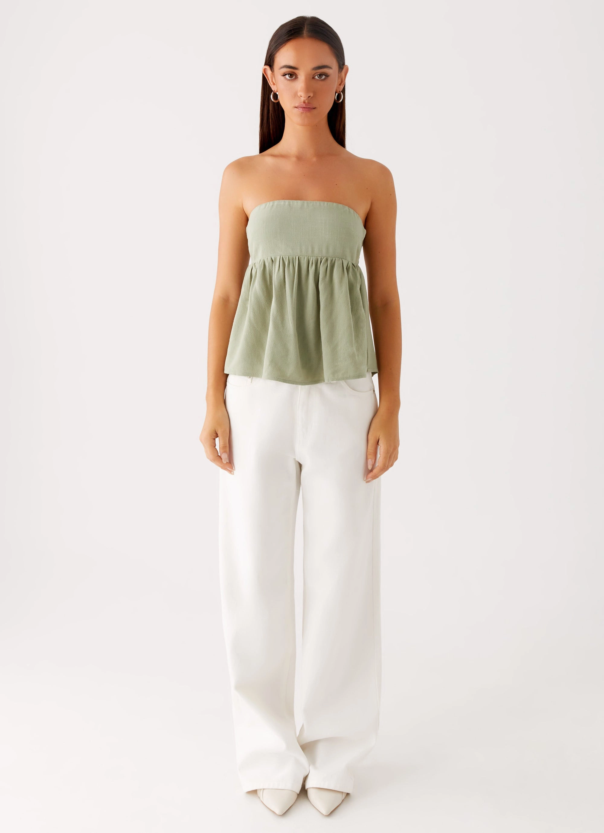 Cassie Tube Top - Sage CroppedLength Adjustable Cuffs