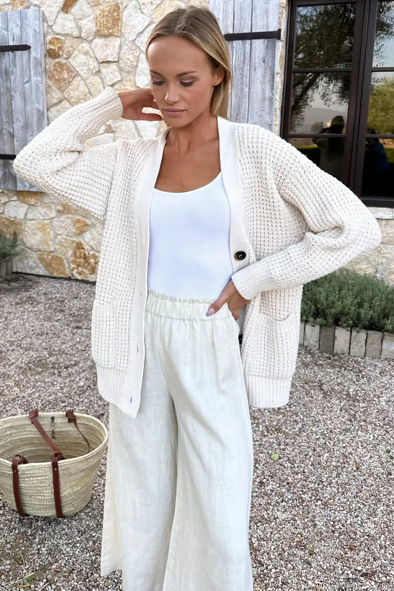 Emerson Fry Pull On Pant - Arctic Wolf Linen luxe feel