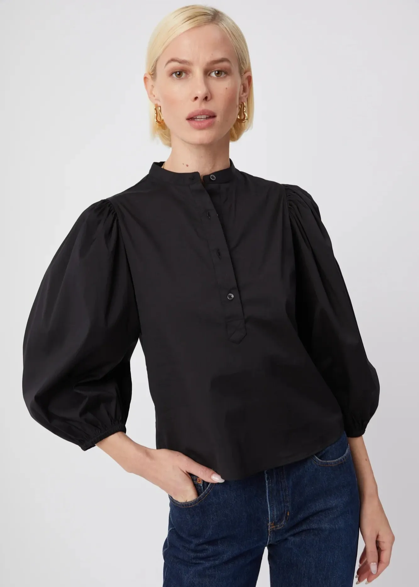 The Shirt The Balloon Sleeve Shirt Stretch Waistband Design Bonded Seam Technique