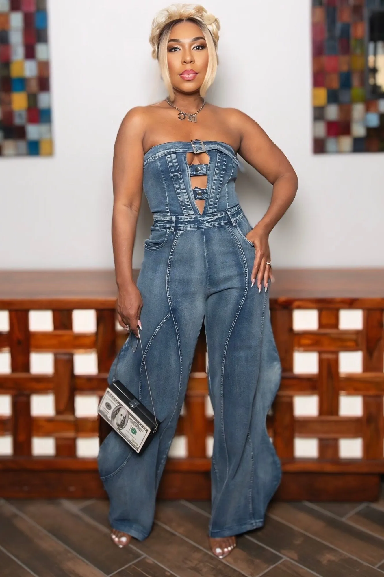Stylish Touch Shanteria Wide Leg Lux Denim Jumper