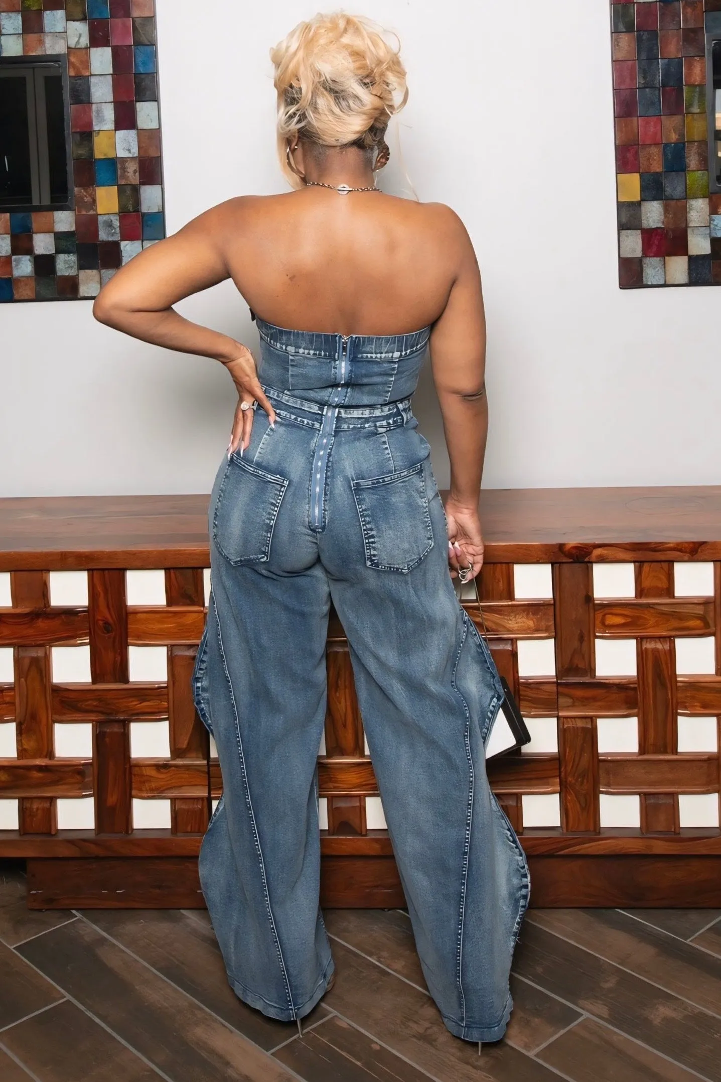 Shanteria Wide Leg Lux Denim Jumper Core Basic