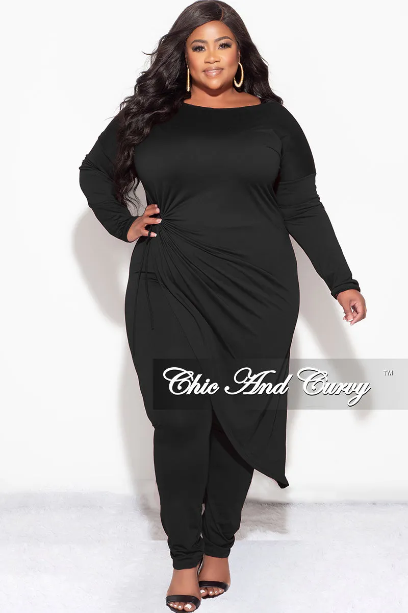 Final Sale Plus Size 2pc High-Low Top and Pants in Black Flowy legs EcoFriendlyMaterials