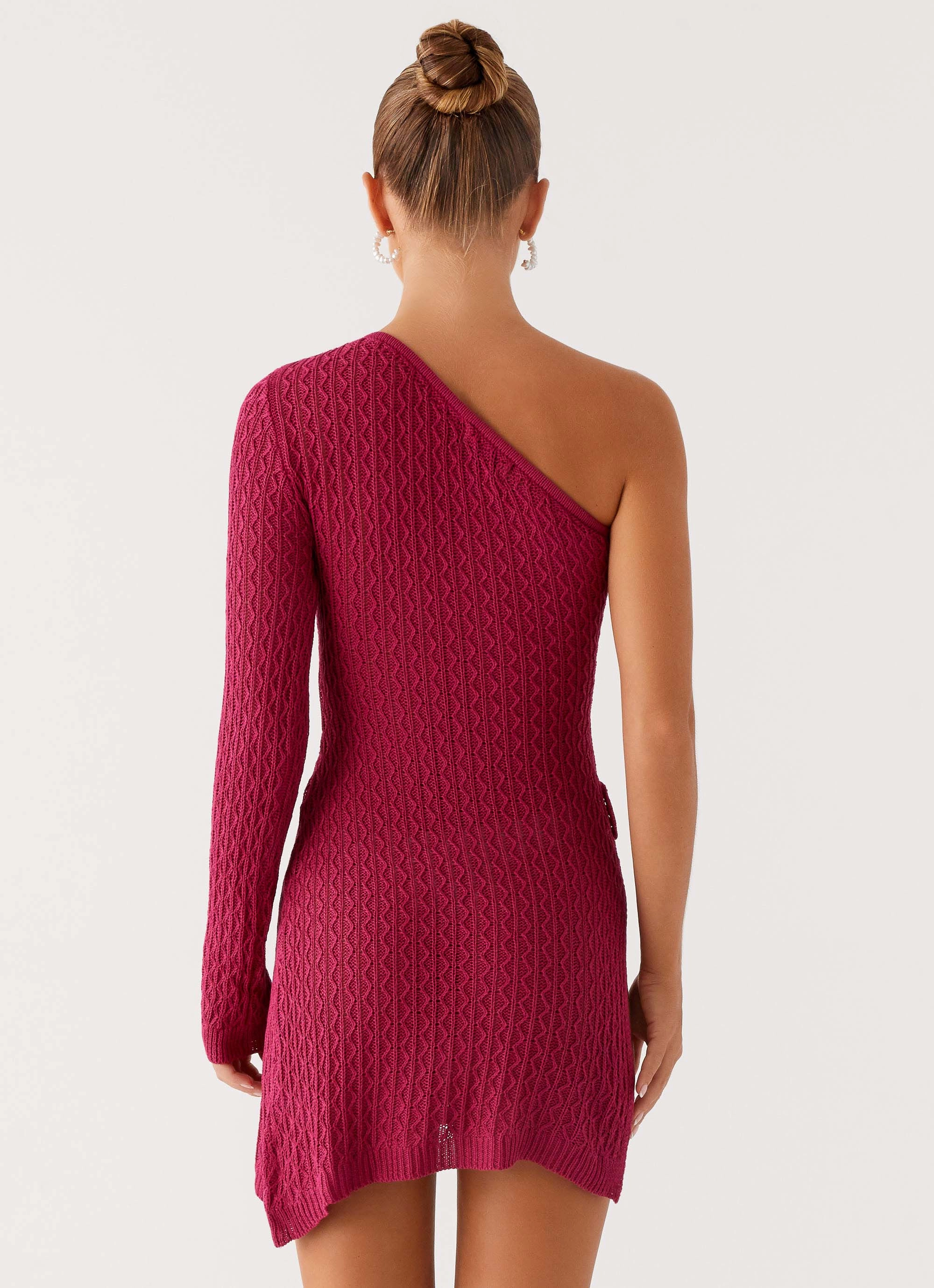 Happy Soul Feminine Style Medda Knit Mini Dress - Hot Pink