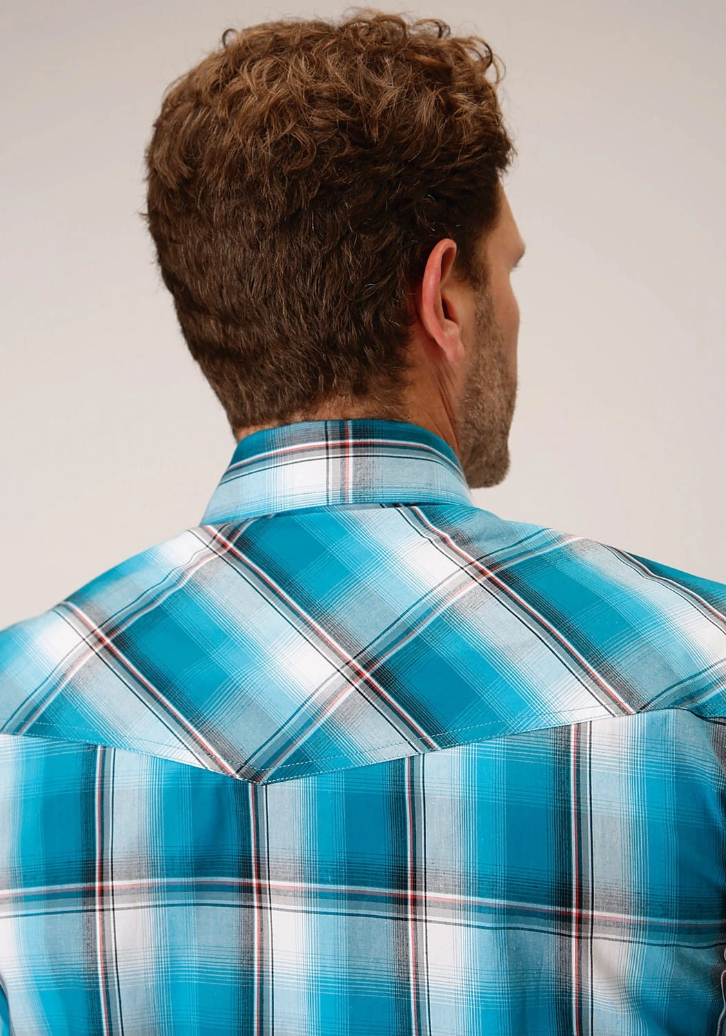 Lounge Comfort Roper Mens 1454 Deep Pool Ombre Turquoise 100% Cotton Tall S/S Shirt