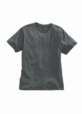Tin Haul Mens Dark Grey 100% Cotton Trademark Logo S/S T-Shirt Animal Print hypoallergenic