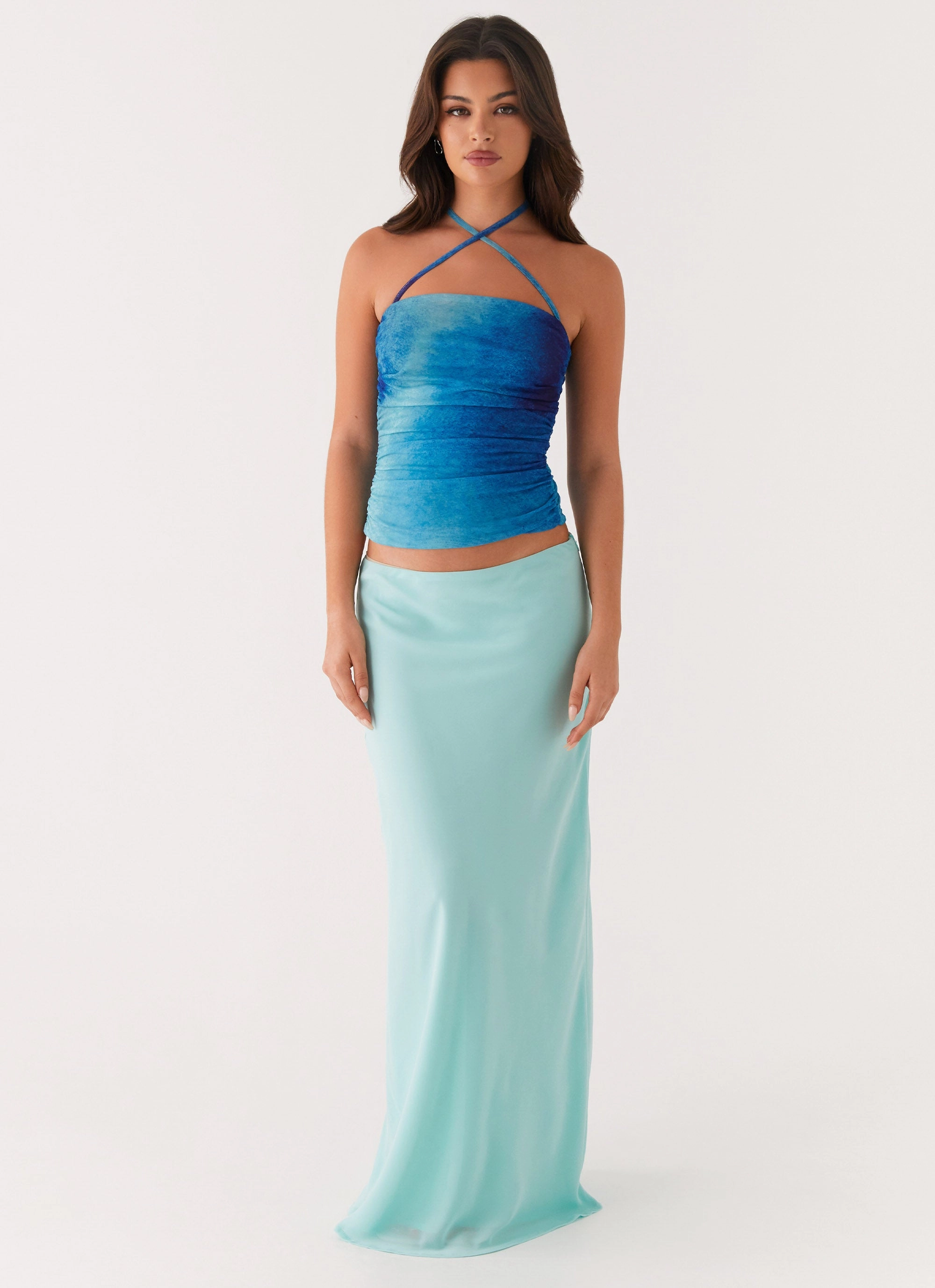 Remedy Halter Top - Blue Tie Dye AntiPilling Finish GarmentDyed