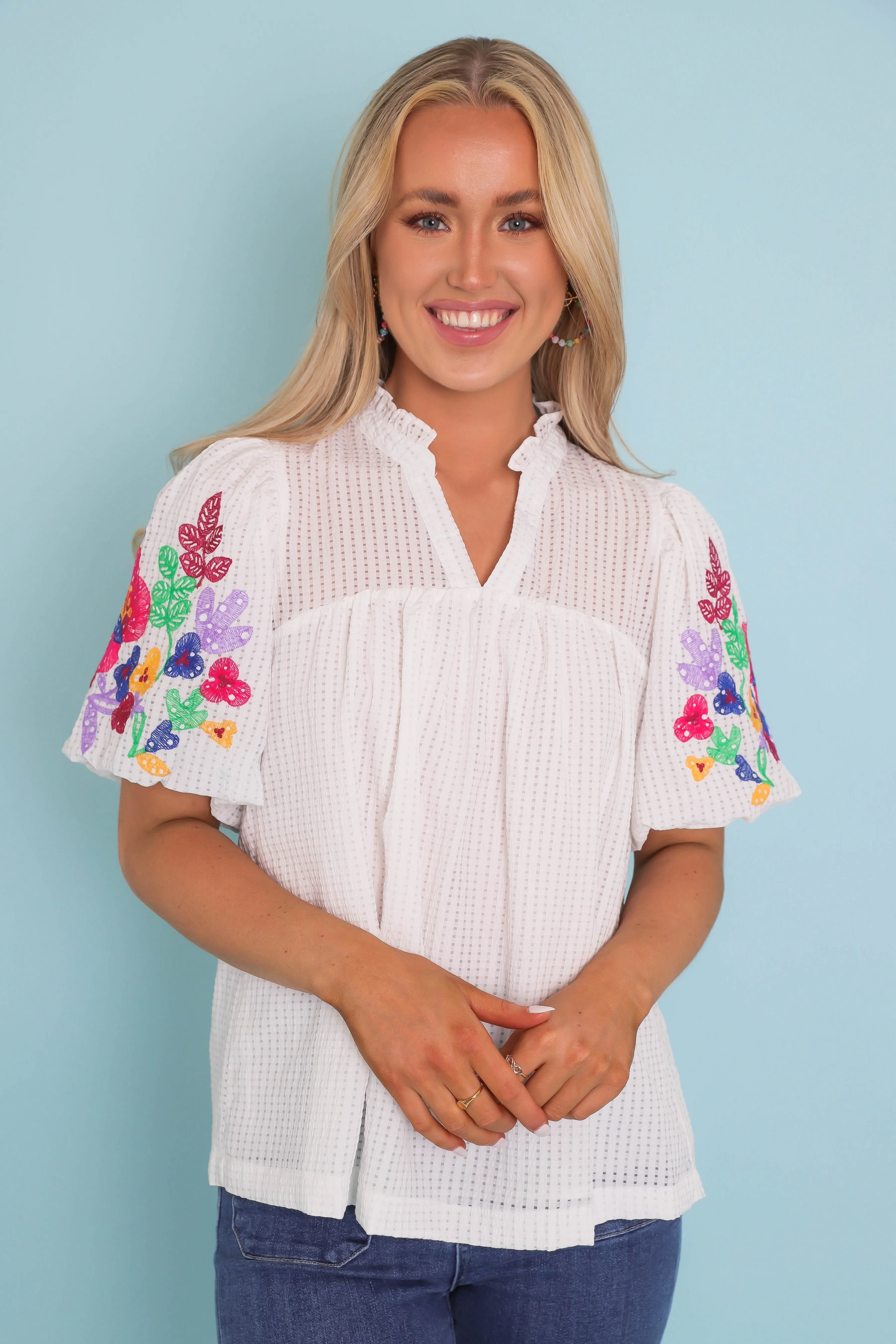 RESTOCK: Blossoming Into More Blouse-White All Purpose Casual Cut Quick Release Fastener
