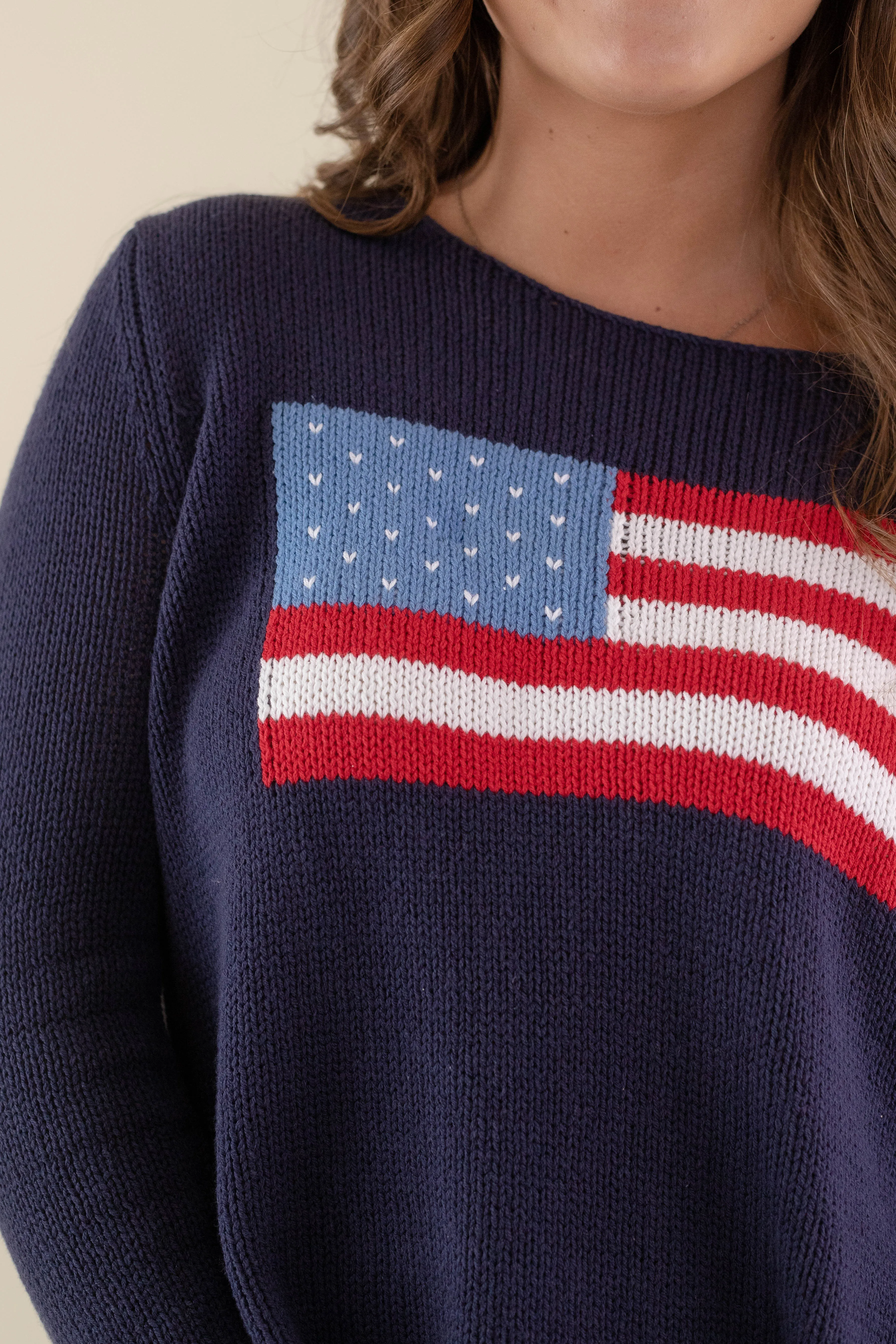 RESTOCK: Feeling Patriotic Sweater-Navy Sheer Overlay Material