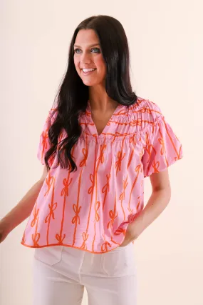 summer top ZipperedPockets RESTOCK: Little Miss Prep Blouse-Pink