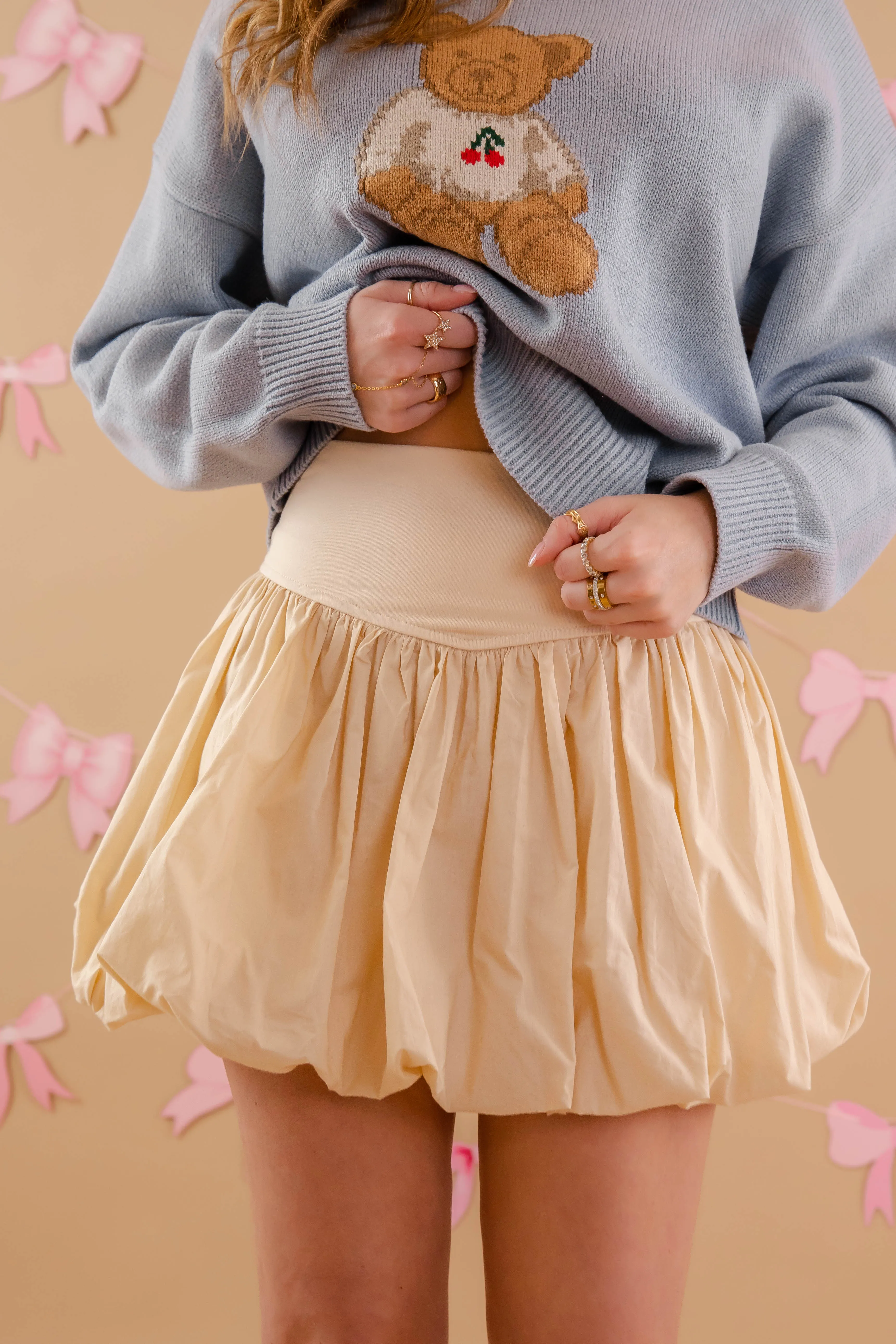 RESTOCK: Plan A Date Bubble Skirt-Beige Comfortable Leg Low Maintenance