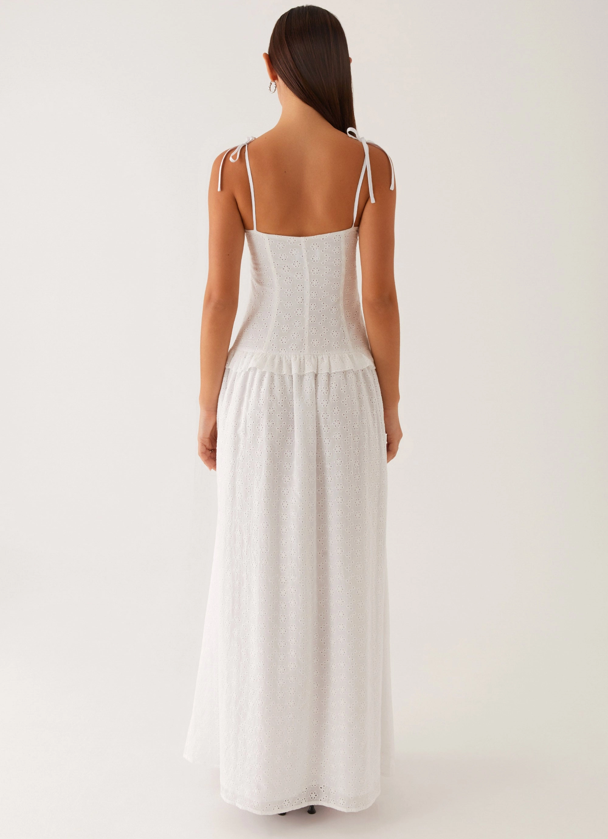Reveria Twist Maxi Dress - Ivory Convertible-Style Embroidered-Sleeve