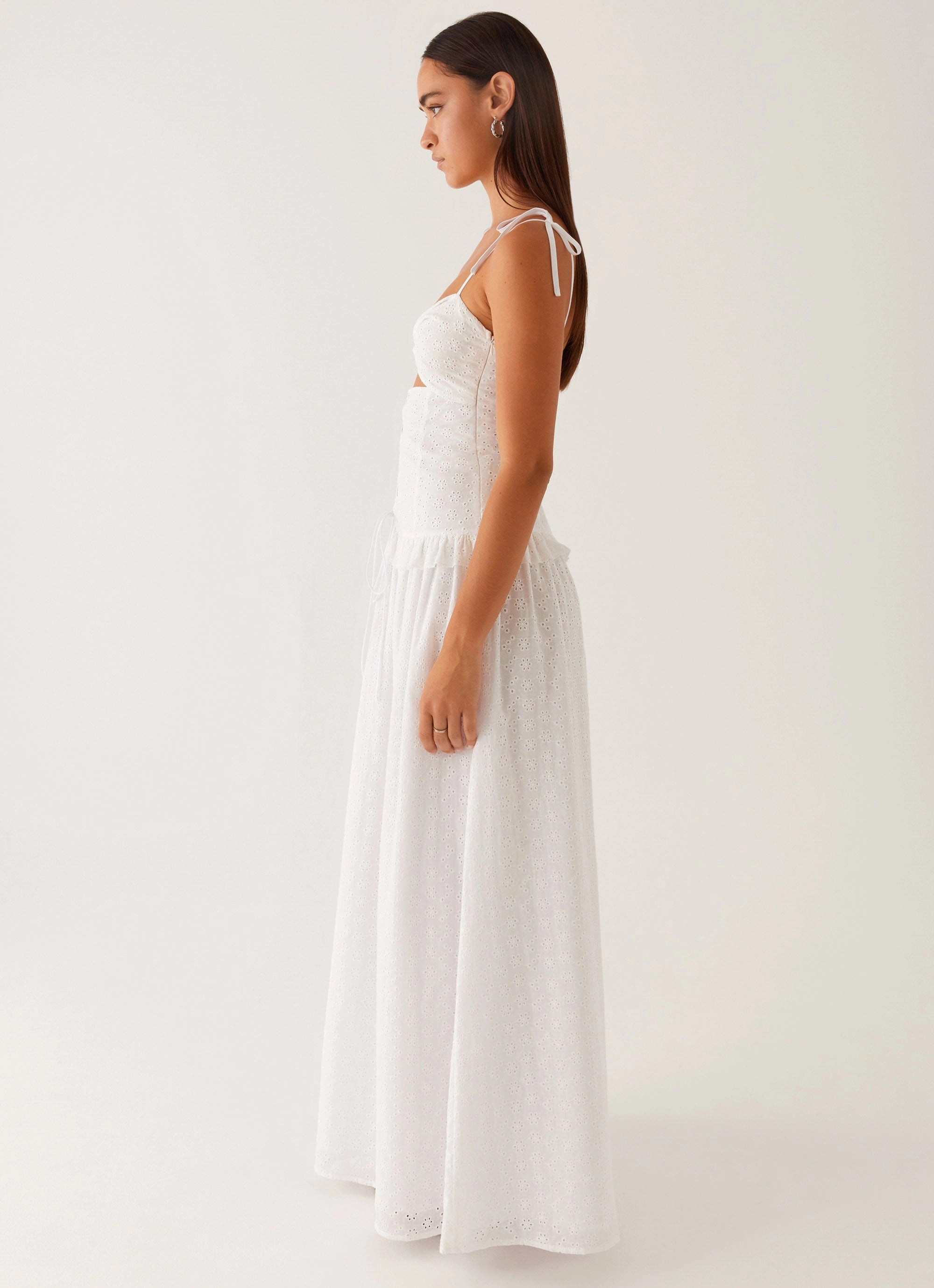 Reveria Twist Maxi Dress - Ivory Travel Friendly Side-Zip