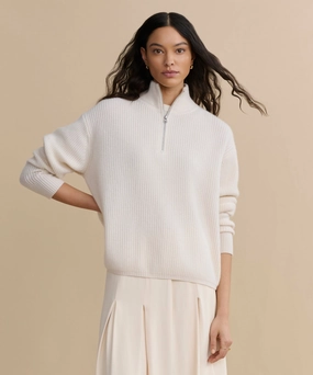 Cashmere Half Zip High Elasticity