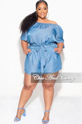 Final Sale Plus Size Off The Shoulder Top in Chambray (Top Only) Non Clip