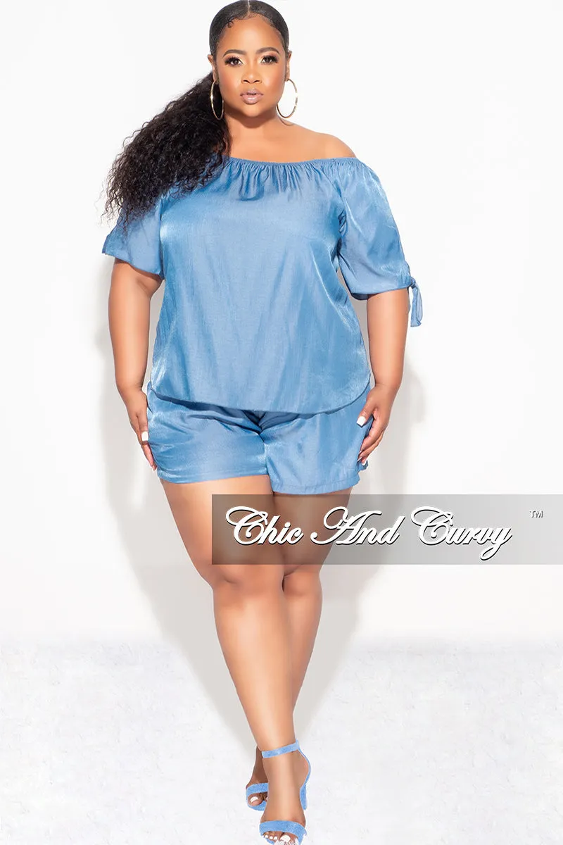 Convertible legs Final Sale Plus Size Off The Shoulder Top in Chambray (Top Only)