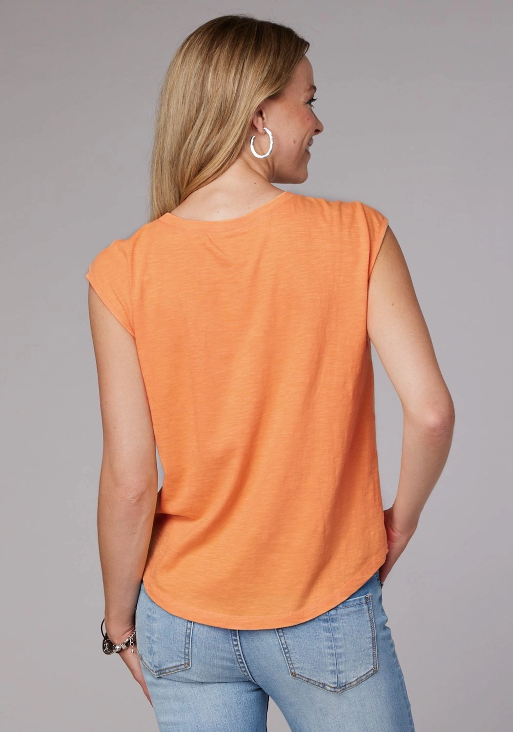 Roper Womens Cute Drop Shoulder Orange 100% Cotton S/L T-Shirt Student Essential